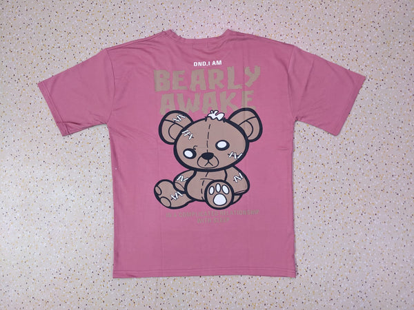 BEARLY AWEAKE ROSE PINK ANIME TSHIRT