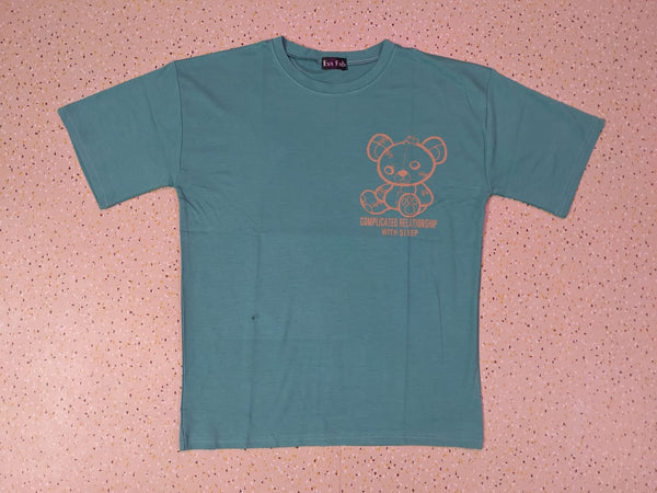BEARLY AWAKE TEAL GREEN ANIME TSHIRT