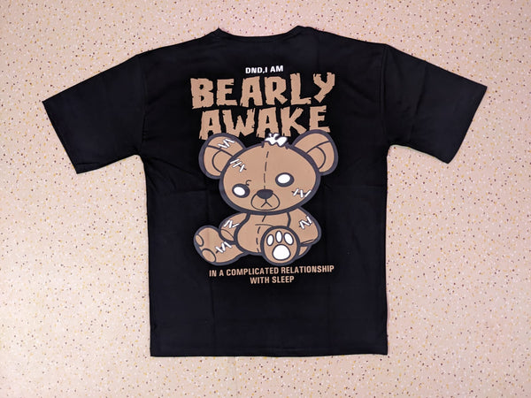 BEARLY AWAKE BLACK ANIME TSHIRT