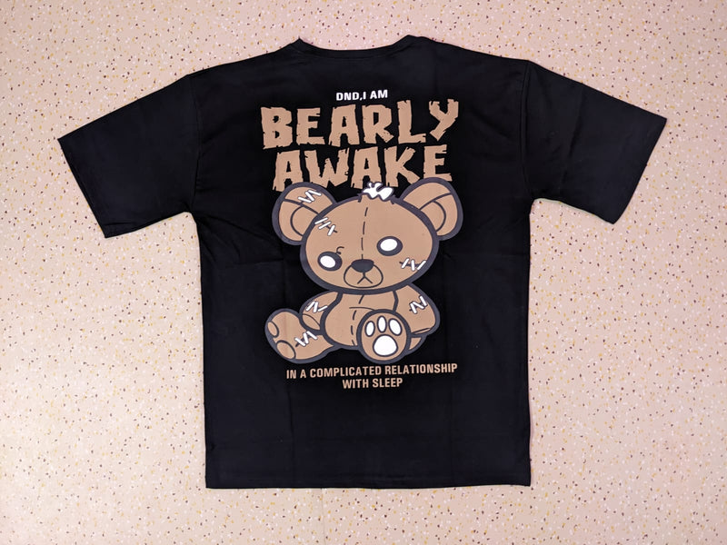 BEARLY AWAKE BLACK ANIME TSHIRT