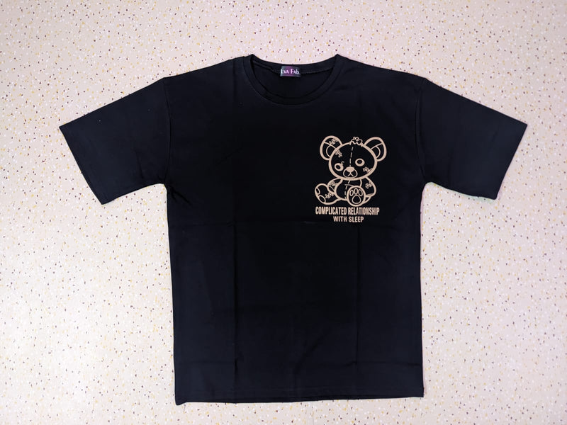 BEARLY AWAKE BLACK ANIME TSHIRT